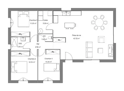 Maison neuve, 100 m²