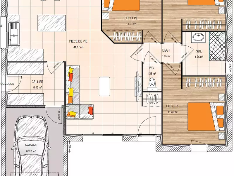 Maison neuve, 89 m² - Jarzé Villages (49140)