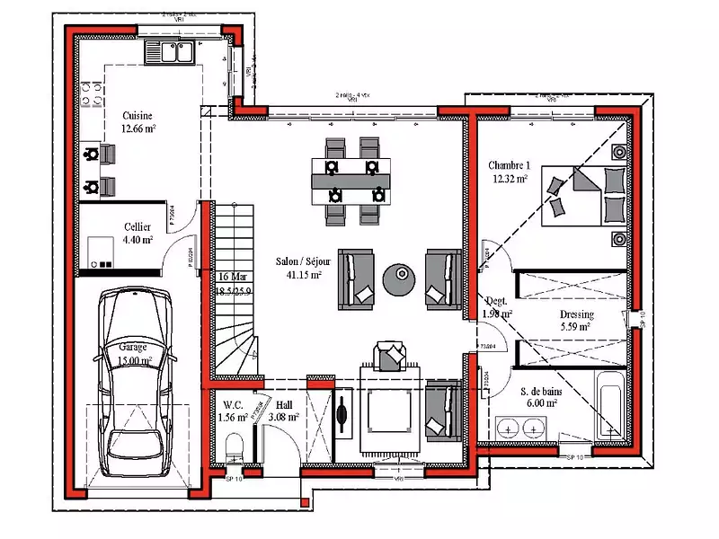 Maison neuve, 118 m² - Castelnau-de-Médoc (33480)