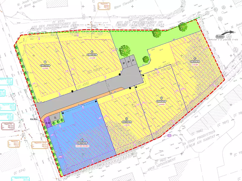 Terrain à bâtir, 833 m² - Sandrans (01400)