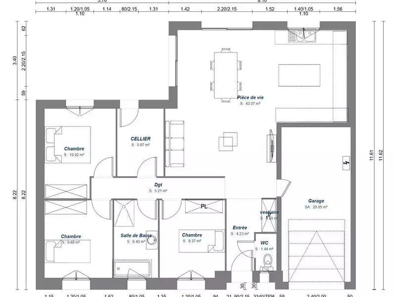 Maison neuve, 100 m² - Lapugnoy (62122)