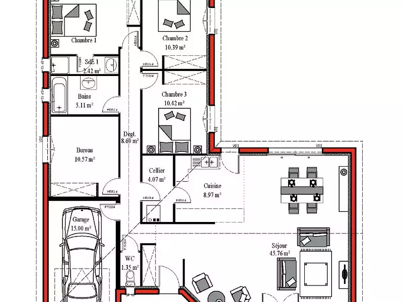 Maison neuve, 100 m² - Castelnau-de-Médoc (33480)
