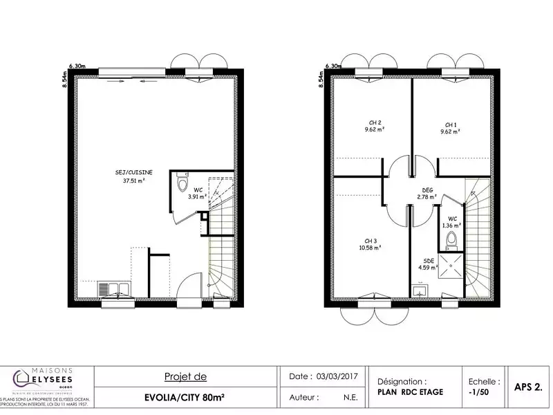 Maison neuve, 70 m² - Etaules (17750)