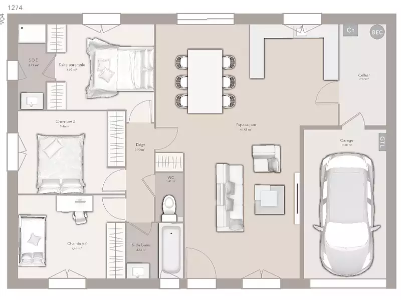 Maison neuve, 84 m² - Champdieu (42600)