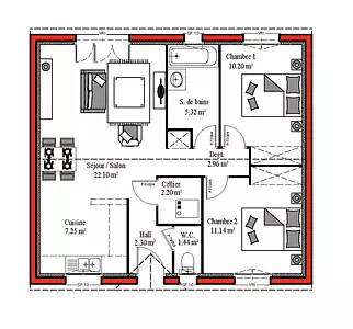 Maison neuve, 100 m²