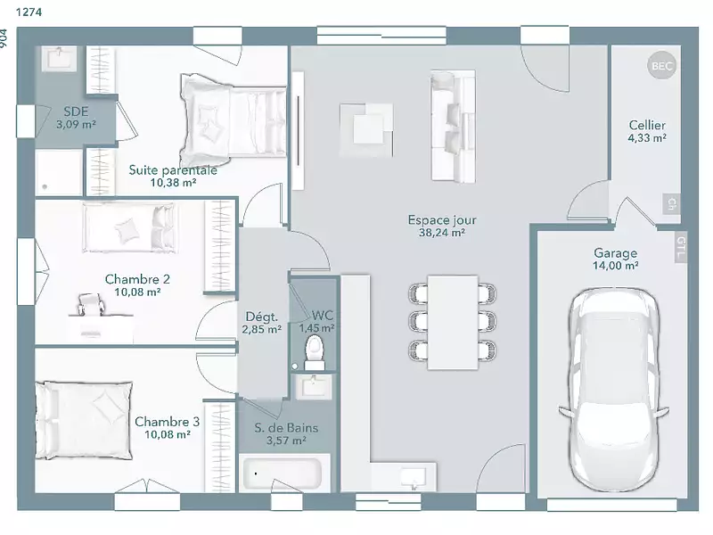 Maison neuve, 84 m² - Sainte-Foy-d'Aigrefeuille (31570)