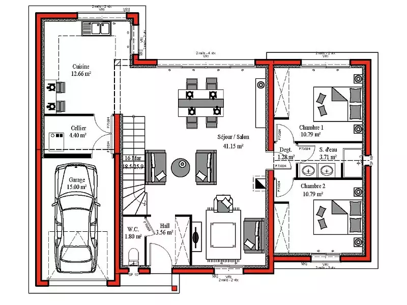Maison neuve, 118 m² - Castelnau-de-Médoc (33480)
