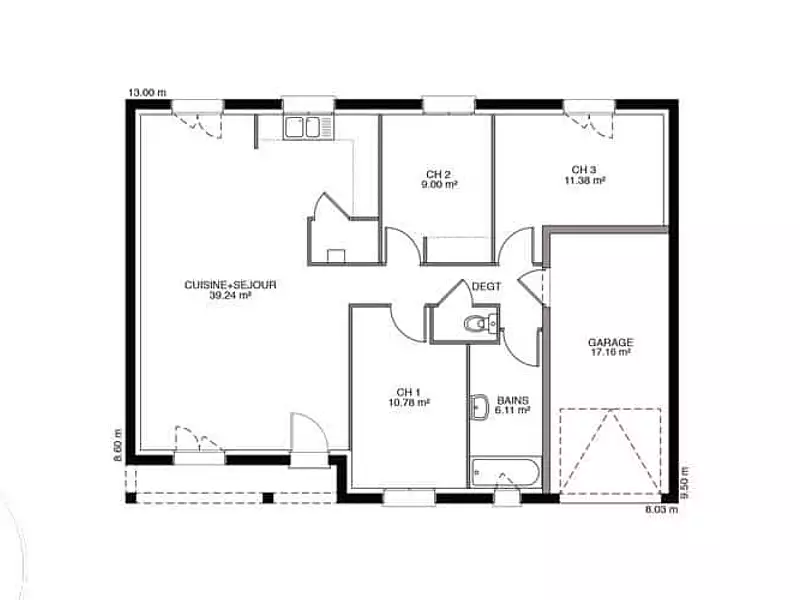 Maison neuve, 100 m² - Longvic (21600)