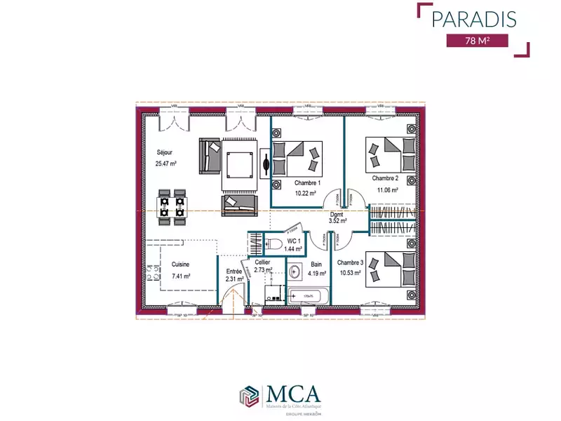Maison neuve, 64 m² - Atur (24750)