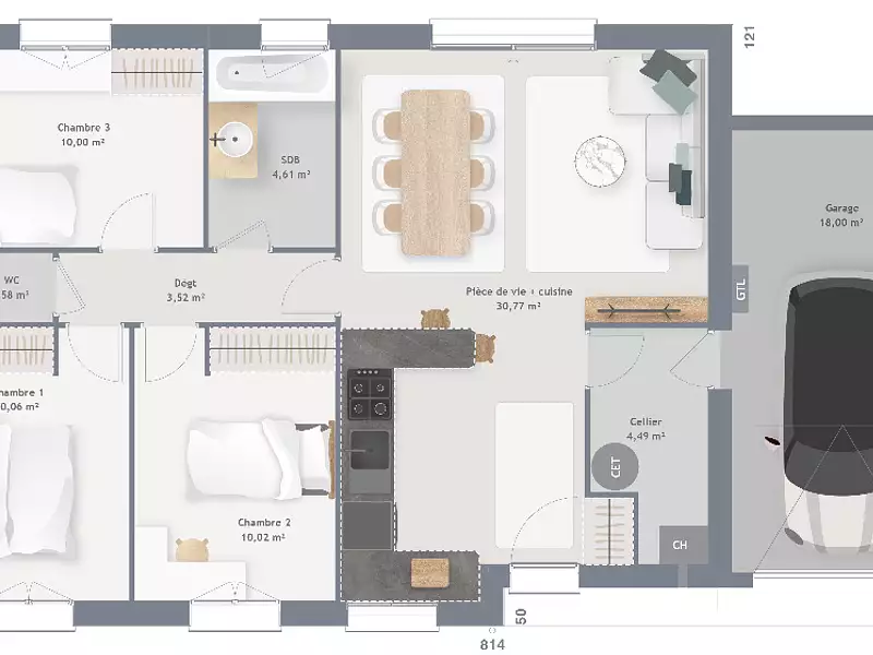 Maison neuve, 75 m² - Le Trait (76580)