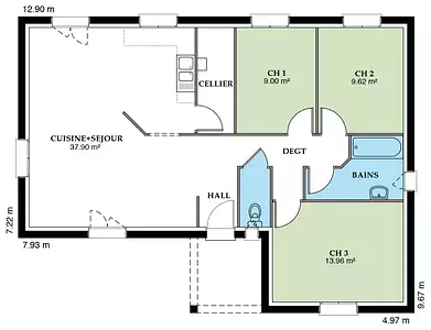 Maison neuve, 98 m²