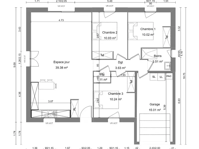 Maison neuve, 85 m² - Moulins en Bessin (14740)