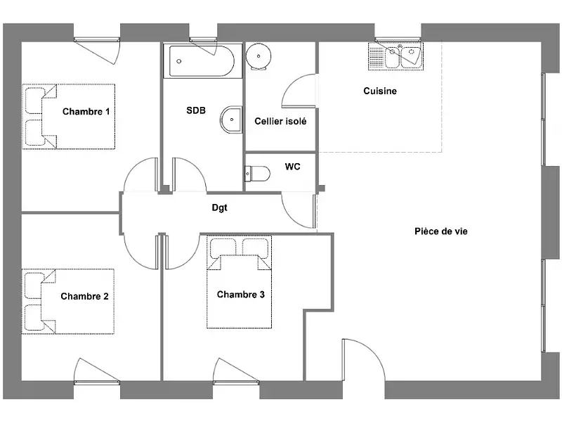 Maison neuve, 80 m² - Oudon (44521)