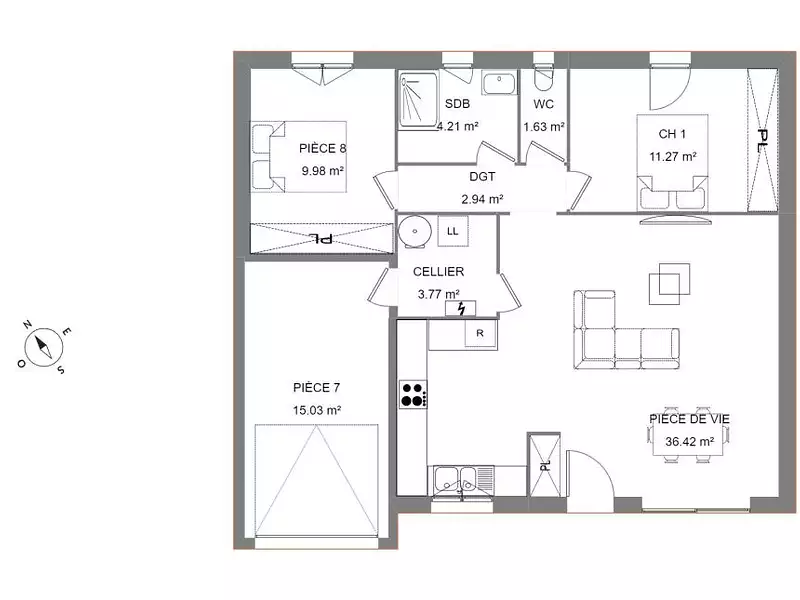 Maison neuve, 70 m² - Lézignan-la-Cèbe (34120)