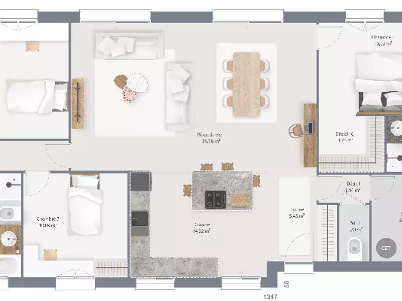 Maison neuve, 140 m² - Ville-Saint-Jacques (77130)