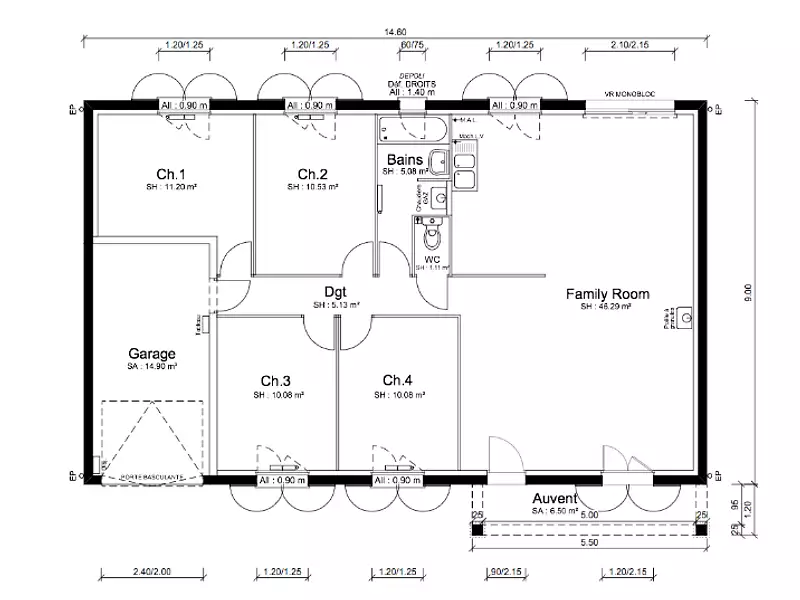 Maison neuve, 100 m² - Saint-Trivier-sur-Moignans (01990)