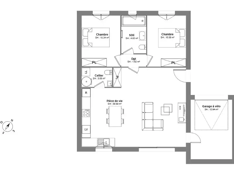 Maison neuve, 70 m² - Pouzolles (34480)