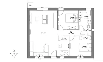 Maison neuve, 60 m²