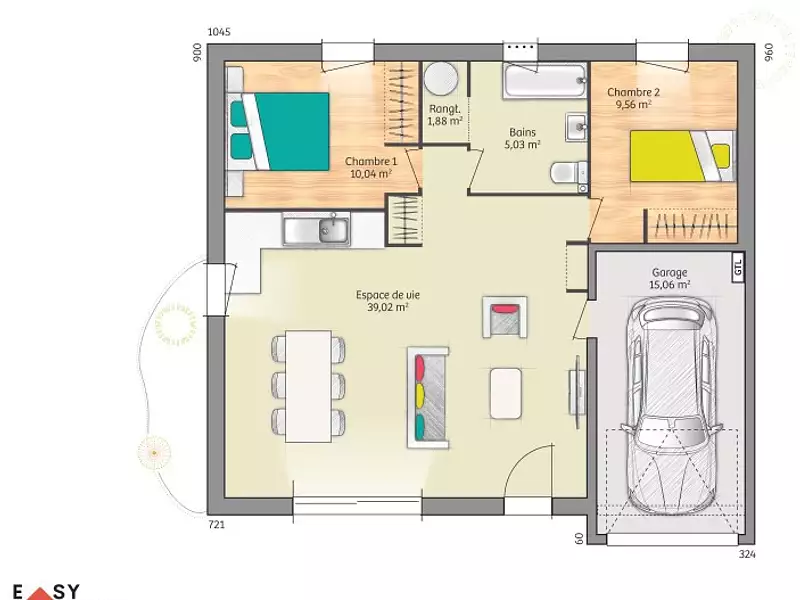 Maison neuve, 65 m² - Pruillé-le-Chétif (72700)