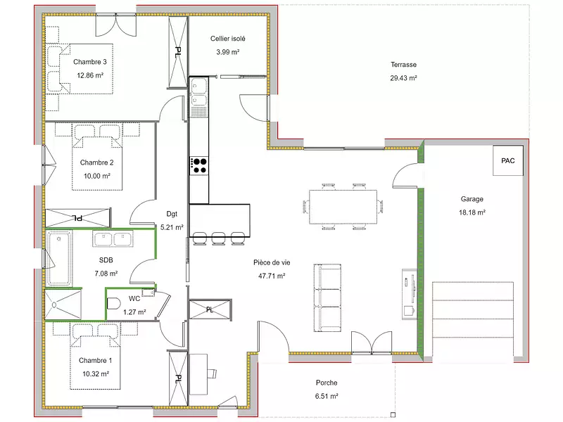 Maison neuve, 98 m² - Juliénas (69840)