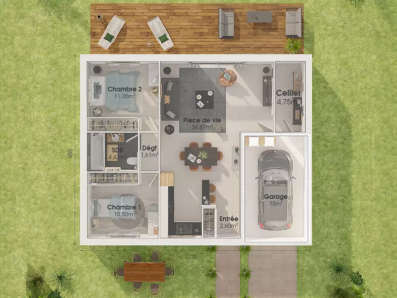 Maison neuve, 71 m² - Guînes (62340)