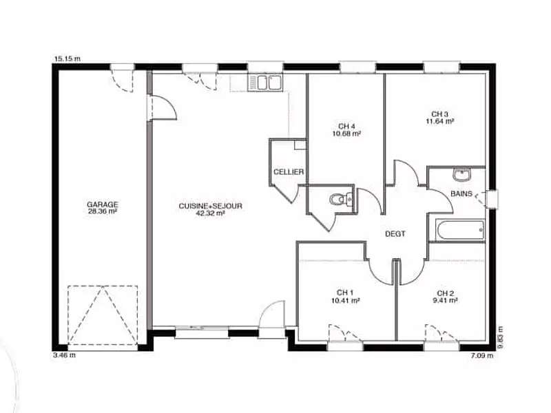 Maison neuve, 71 m² - Oslon (71380)