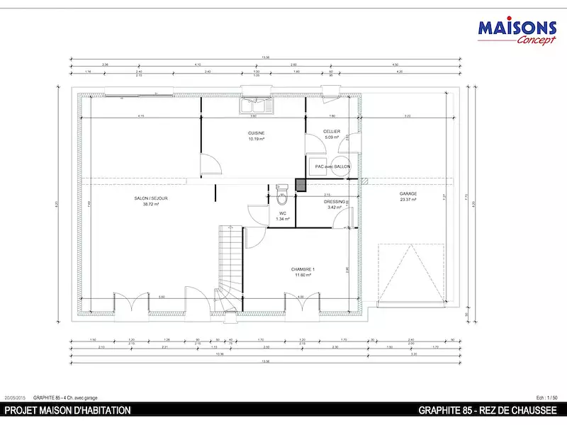 Maison neuve, 99 m² - Saint-Pierre-des-Bois (72430)