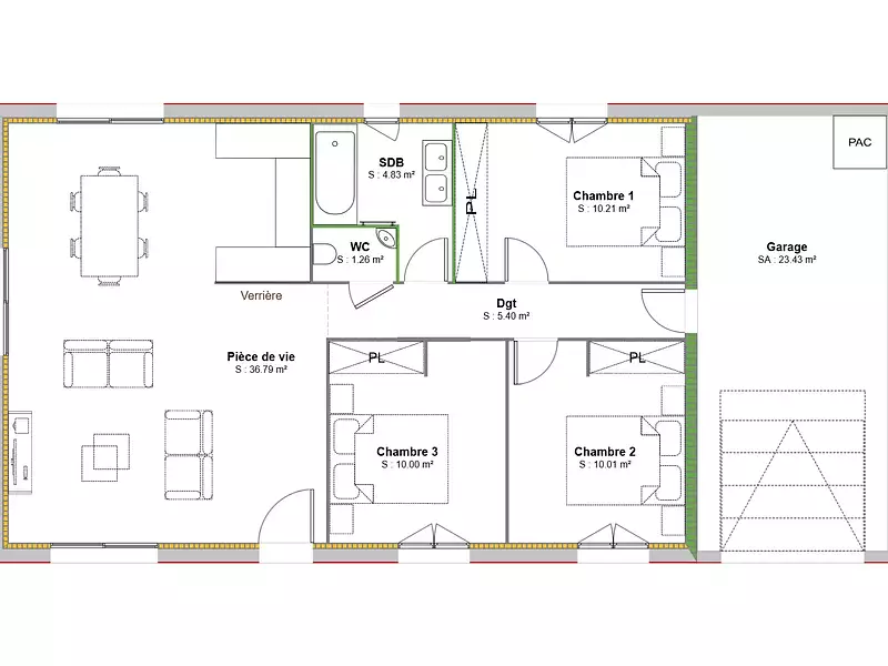 Maison neuve, 80 m² - Saint-Paul-de-Varax (01240)