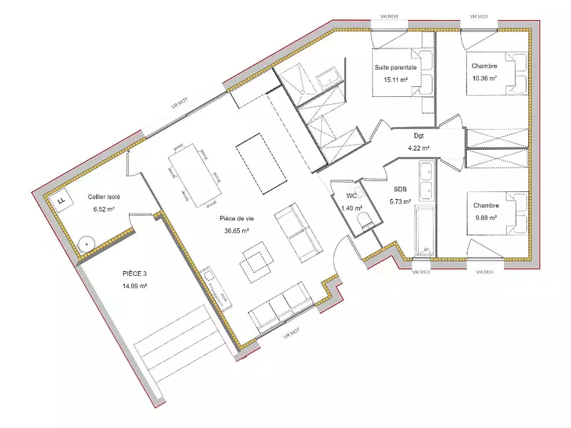 Maison neuve, 90 m² - Saint-Venant (62350)