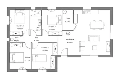 Maison neuve, 100 m²