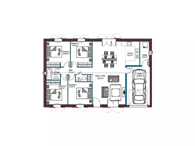 Maison neuve, 90 m² - Jonzac (17500)