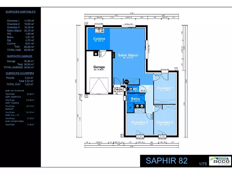 Maison neuve, 82 m² - Ballon (17290)