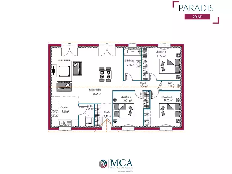 Maison neuve, 64 m² - Salles (33770)