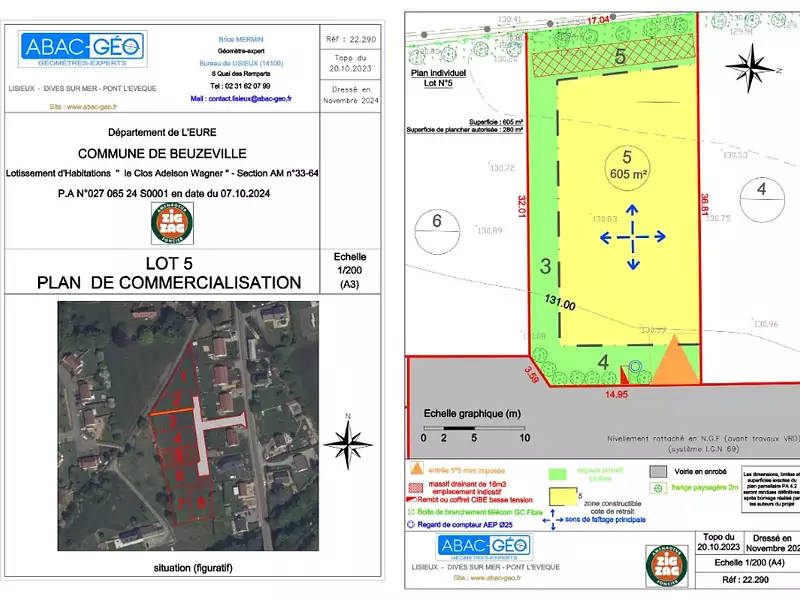 Terrain à bâtir, 605 m² - Beuzeville (27210)