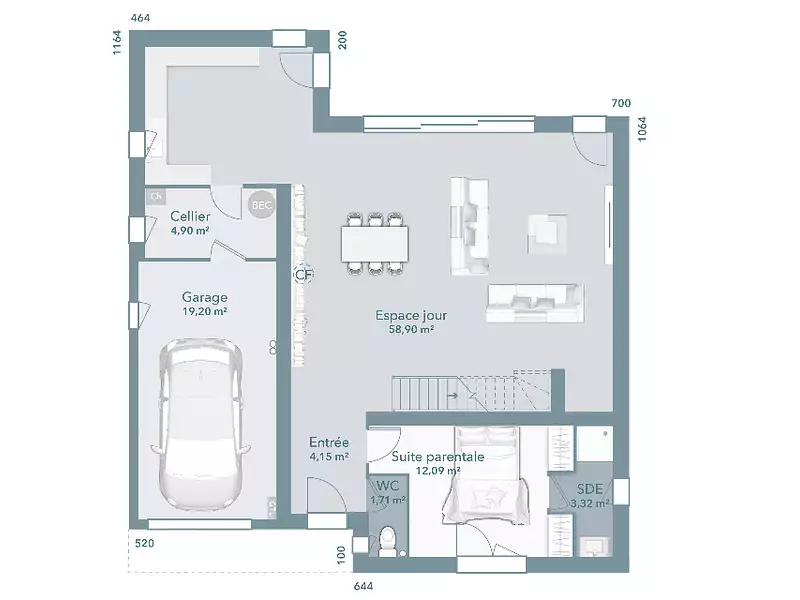 Maison neuve, 120 m² - Saint-Etienne-de-Tulmont (82410)