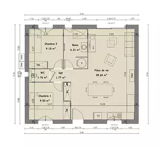 Maison neuve, 64 m²