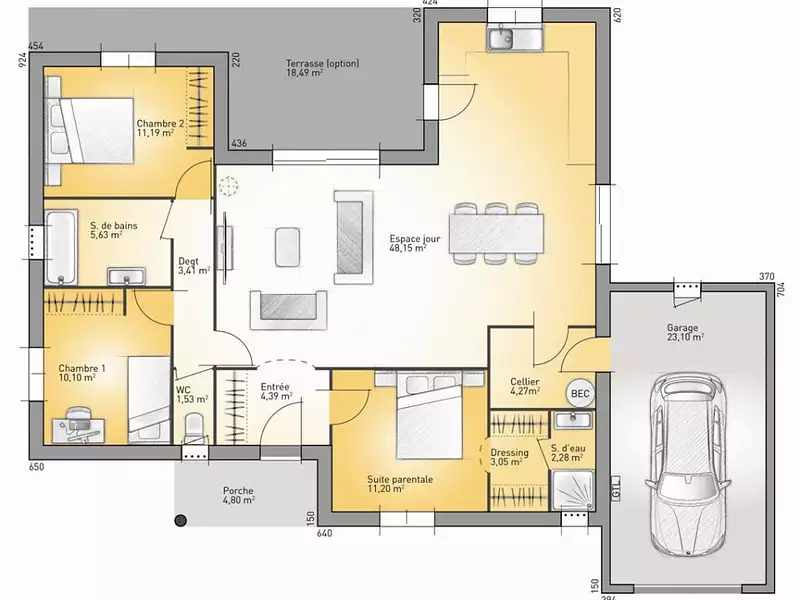 Maison neuve, 105 m² - Fontiès-d'Aude (11800)