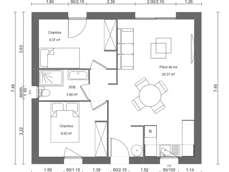 Maison neuve, 50 m² - Bienville (60280)