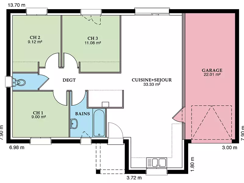 Maison neuve, 98 m² - Montfort-le-Gesnois (72450)