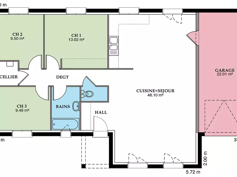Maison neuve, 98 m² - Montfort-le-Gesnois (72450)