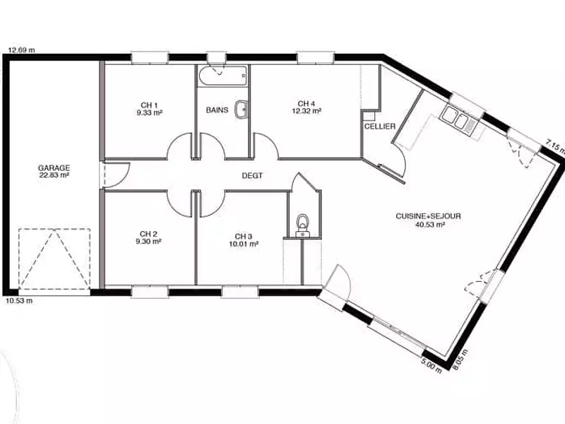 Maison neuve, 92 m² - Sainte-Menehould (51800)