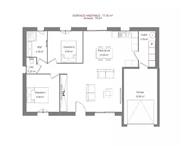 Maison neuve, 71 m²