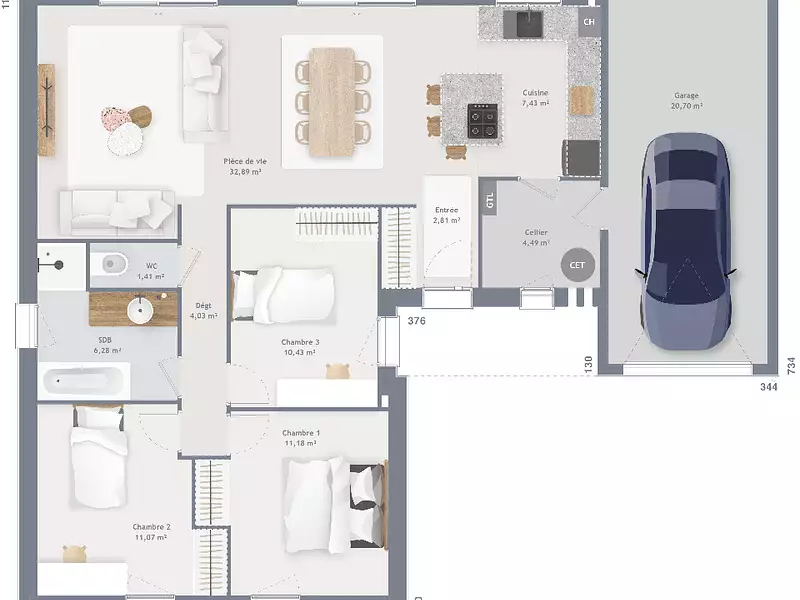 Maison neuve, 89 m² - Saint-Patrice-du-Désert (61600)