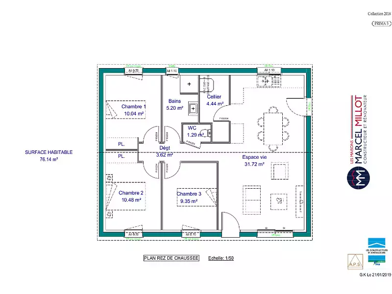 Maison neuve, 76 m² - Limoges (87100)
