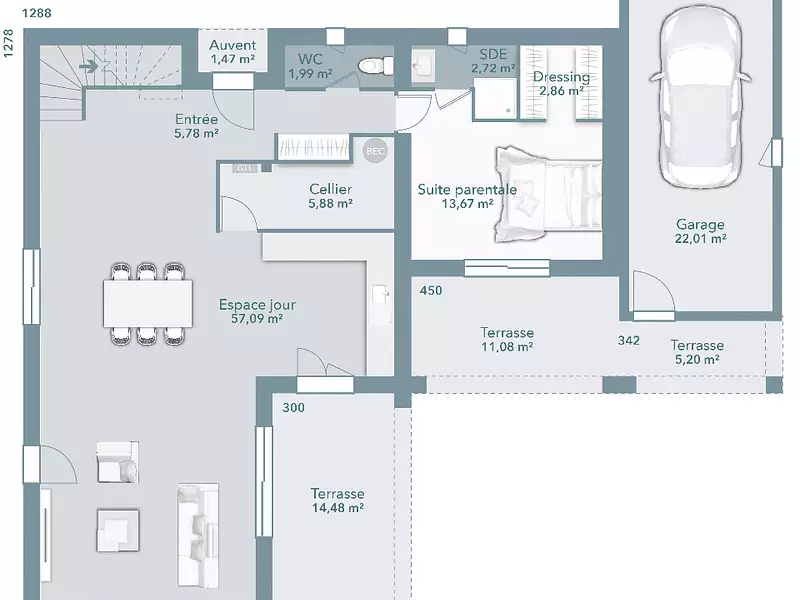Maison neuve, 140 m² - Gigean (34770)