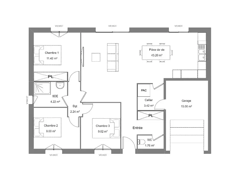 Maison neuve, 80 m² - Saint-Maur (36250)
