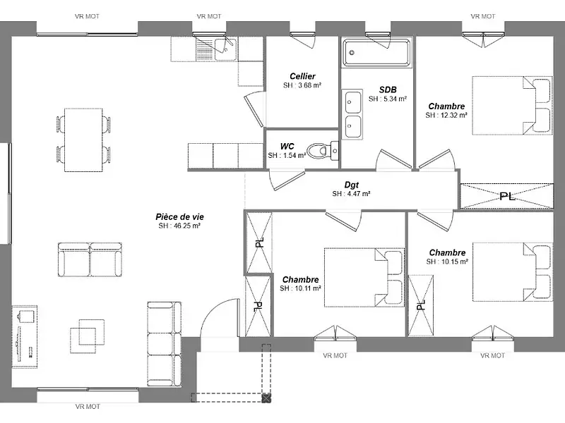 Maison neuve, 92 m² - Monnaie (37380)