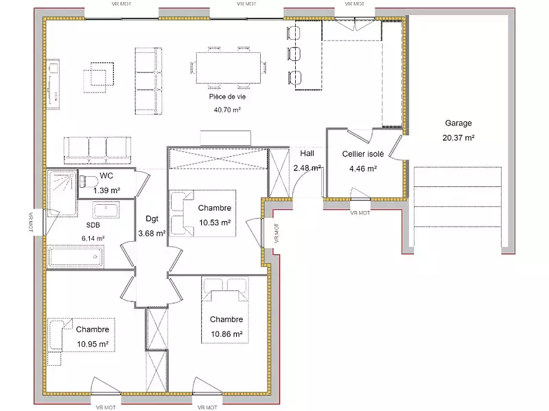Maison neuve, 92 m² - Noeux-les-Mines (62290)
