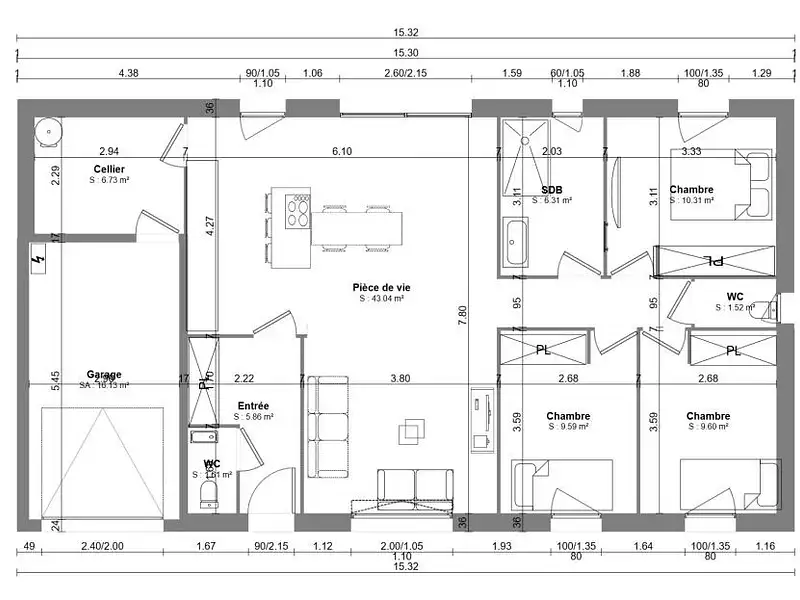 Maison neuve, 90 m² - Quarouble (59243)