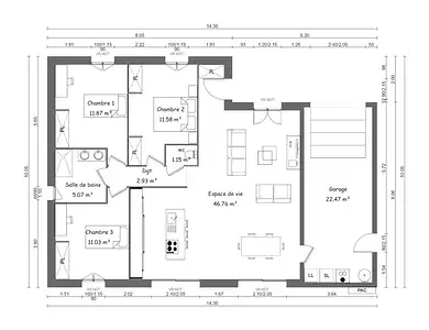 Maison neuve, 95 m²